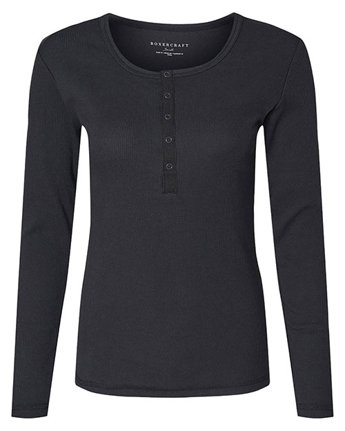 BOXERCRAFT BW2402 Women 's Harper Long Sleeve Henley at GotApparel
