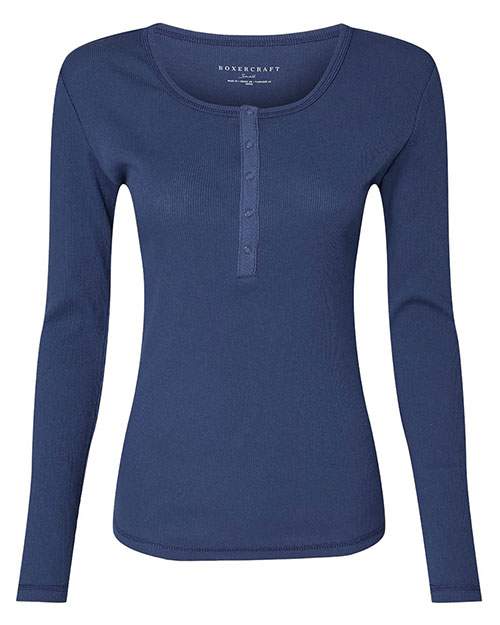 BOXERCRAFT BW2402 Women 's Harper Long Sleeve Henley at GotApparel