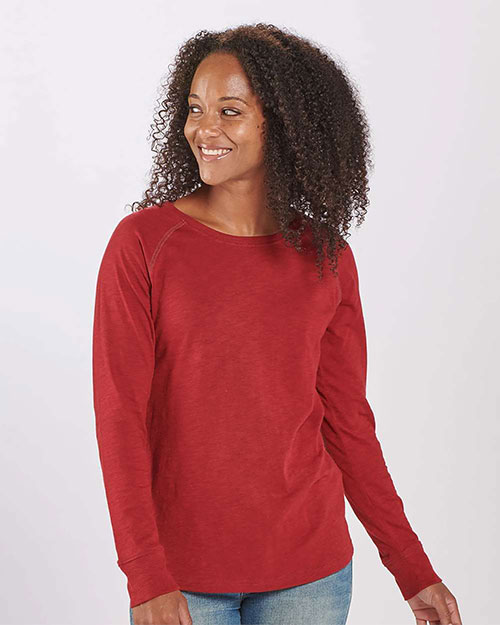 BOXERCRAFT BW3166 Women 's Solid Preppy Patch Long Sleeve T-Shirt at GotApparel