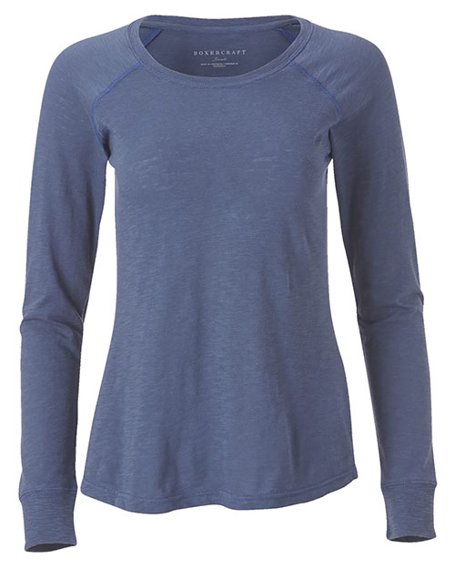 BOXERCRAFT BW3166 Women 's Solid Preppy Patch Long Sleeve T-Shirt at GotApparel