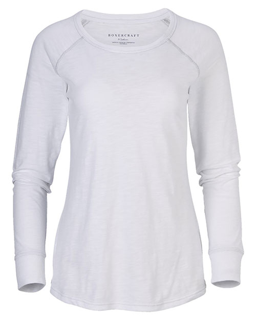 BOXERCRAFT BW3166 Women 's Solid Preppy Patch Long Sleeve T-Shirt at GotApparel