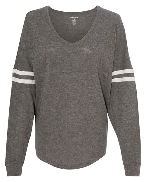 BOXERCRAFT T17 Women’s Slub Jersey Varsitee V-Neck Long Sleeve T-Shirt at GotApparel