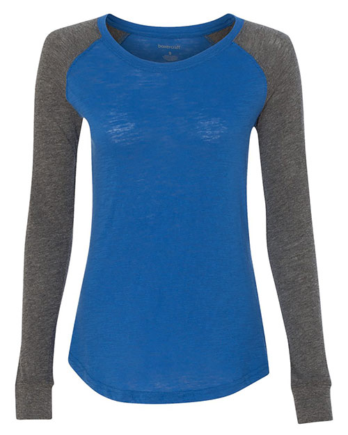 BOXERCRAFT T66 Women’s Preppy Patch Slub Long Sleeve T-Shirt at GotApparel