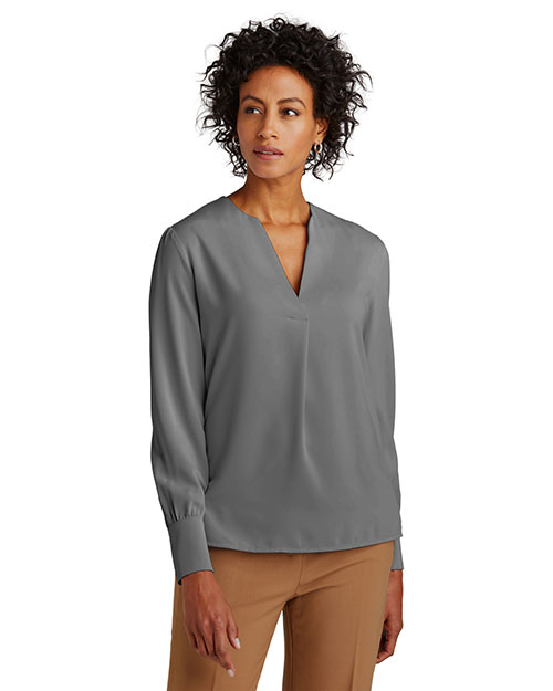 Brooks Brothers Women's Open-Neck Satin Blouse BB18009 at GotApparel