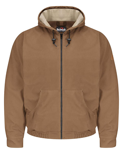 Bulwark JLH4L Men Brown Duck Hooded Jacket - EXCEL FR® ComforTouch® - Long Sizes at GotApparel