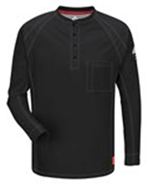 Bulwark QT20L Men Long Sleeve Henley Long Sizes at GotApparel