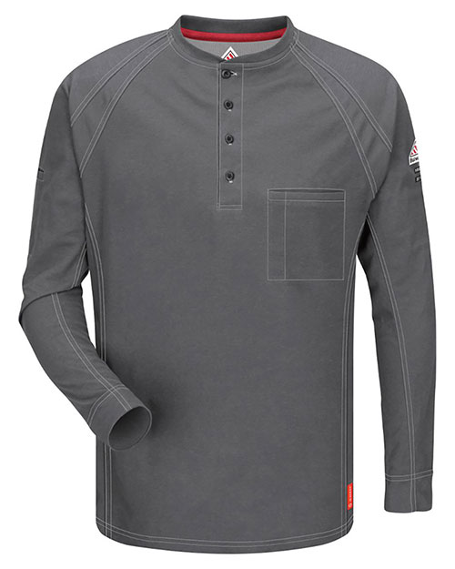 Bulwark QT20L Men Long Sleeve Henley Long Sizes at GotApparel