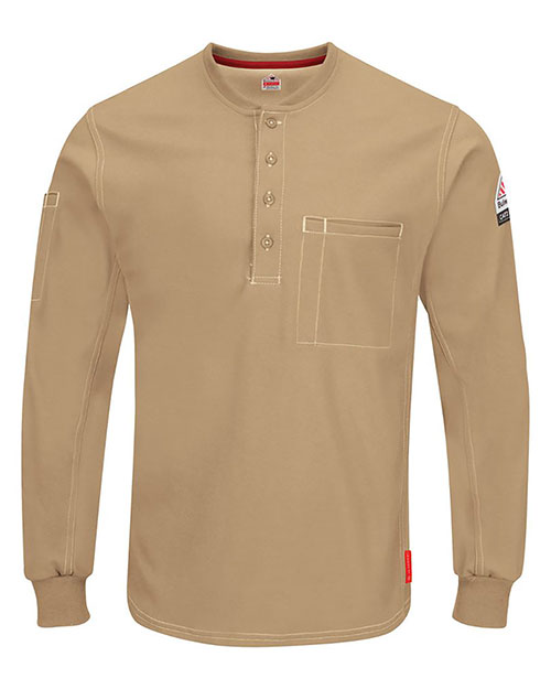 Bulwark QT40L Men iQ Series® Plus Long Sleeve Henley - Long Sizes at GotApparel