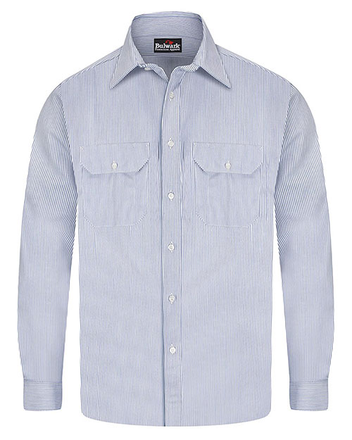 Bulwark SEU2L Men Striped Uniform Shirt - EXCEL FR® Long Sizes at GotApparel