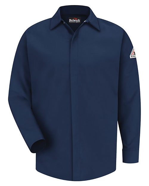 Bulwark SLS2L Men Concealed-Gripper Pocketless Work Shirt Long Sizes at GotApparel