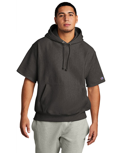 Custom Embroidered Champion S101SS Men ® Reverse Weave ® Short Sleeve Hooded Sweatshirt at GotApparel