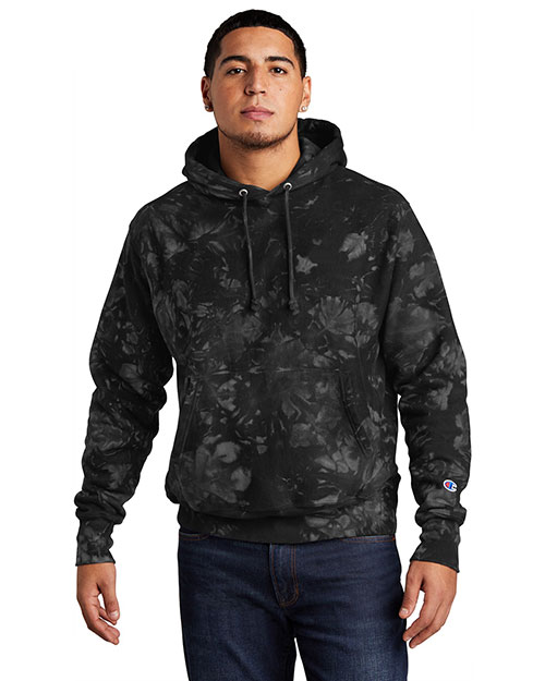 Custom Embroidered Champion TDS101 Men ® Reverse Weave ® Scrunch-Dye Tie-Dye Hooded Sweatshirt. at GotApparel