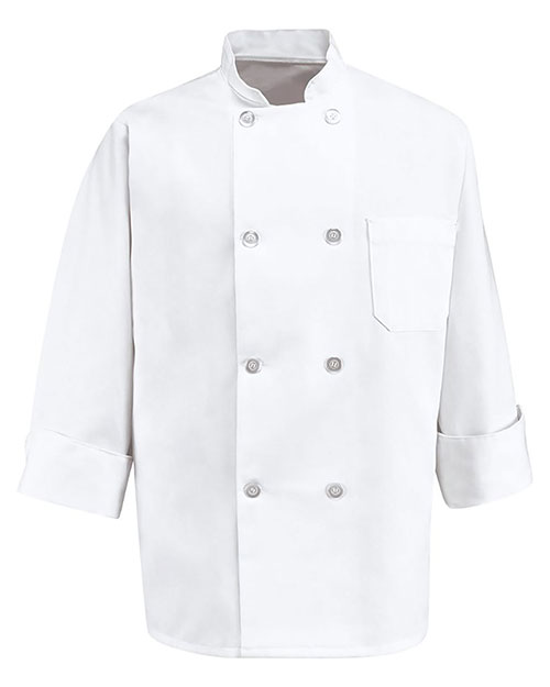 Chef Designs 0403L  Eight Pearl Button Chef Coat Long Sizes at GotApparel