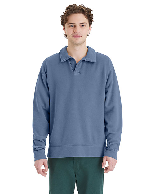 ComfortWash by Hanes GDH490  Unisex Garment Dye Polo Collar Sweatshirt at GotApparel