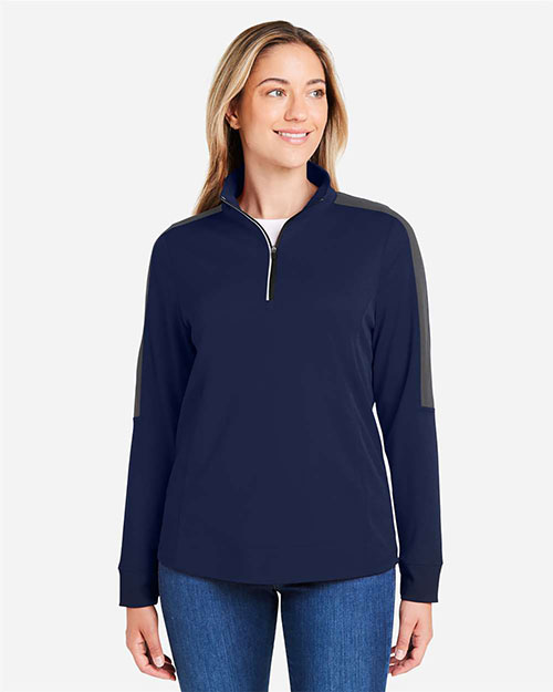 CORE365 CE404W Women's Market Snag Protect Mesh Colorblock Quarter-Zip Pullover at GotApparel