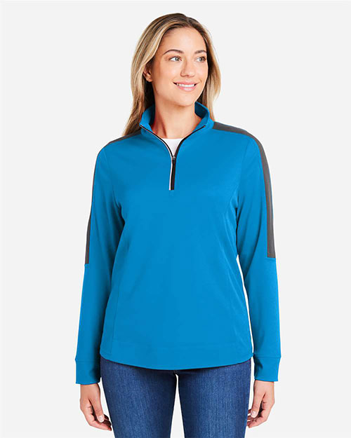 CORE365 CE404W Women's Market Snag Protect Mesh Colorblock Quarter-Zip Pullover at GotApparel