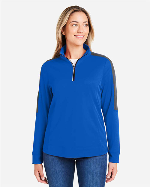 CORE365 CE404W Women's Market Snag Protect Mesh Colorblock Quarter-Zip Pullover at GotApparel