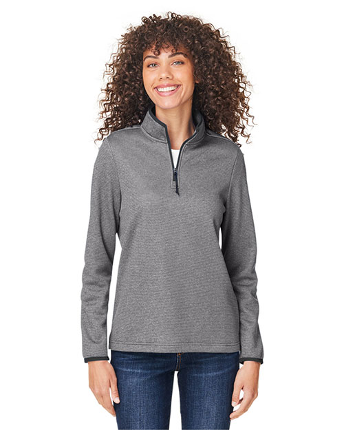 CORE365 CE73W Ladies' Venture Heathered Stripe Quarter-Zip at GotApparel