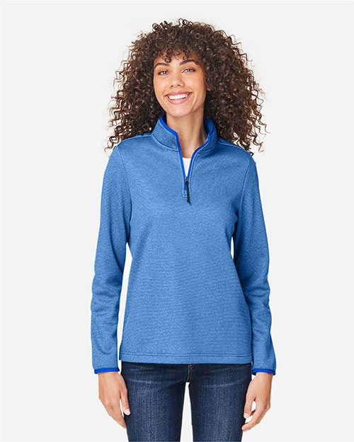 CORE365 CE73W Ladies' Venture Heathered Stripe Quarter-Zip at GotApparel