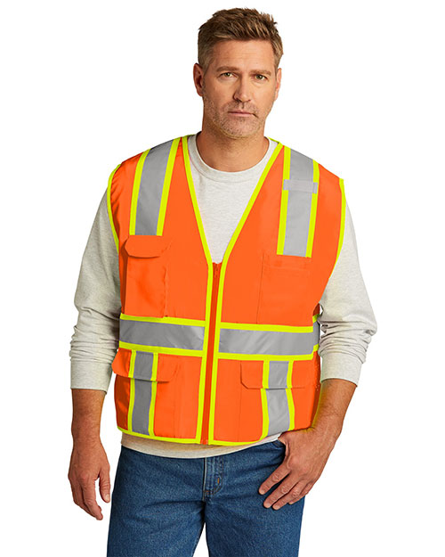 Cornerstone CSV105 Men  ® Ansi 107 Class 2 Surveyor Zippered Two-Tone Vest. at GotApparel