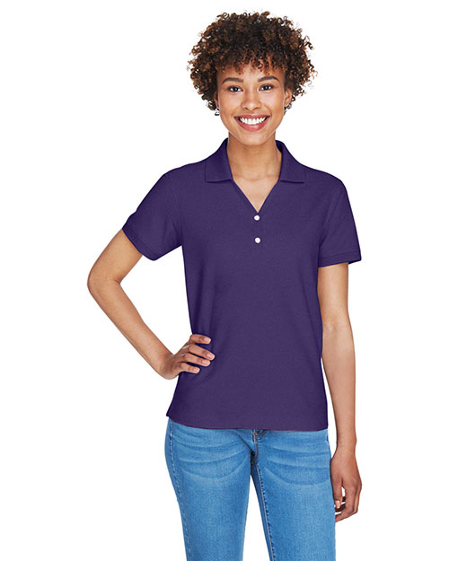 Devon & Jones Classic D100W Women Pima Pique Short-Sleeve Y Collar Polo at GotApparel