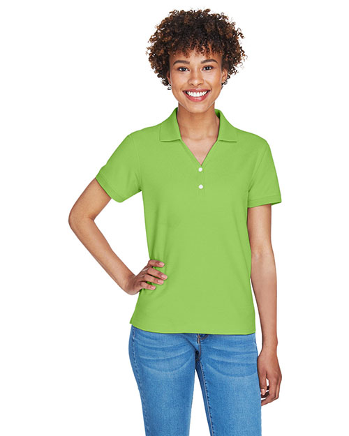Devon & Jones Classic D100W Women Pima Pique Short-Sleeve Y Collar Polo at GotApparel