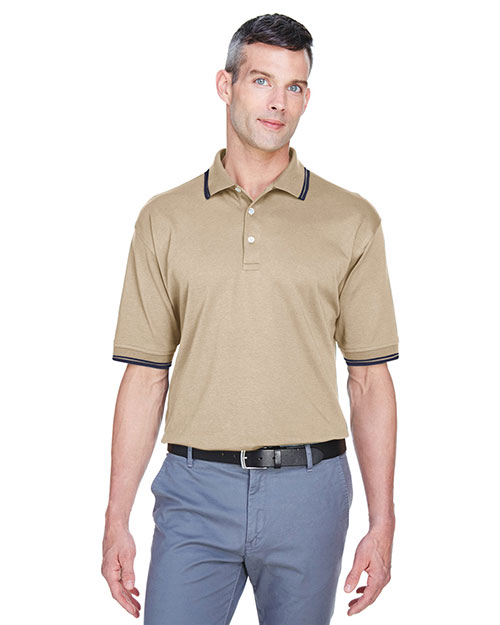 Devon & Jones Classic D140 Men Tipped Perfect Pima Interlock Polo at GotApparel