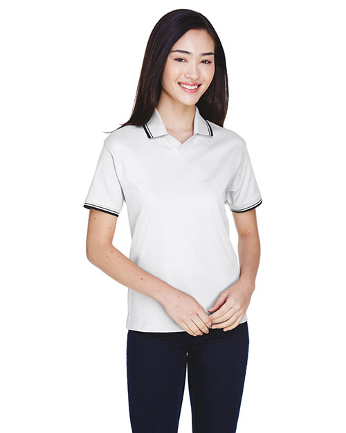 Devon & Jones Classic D140W Women Tipped Perfect Pima Interlock Polo at GotApparel