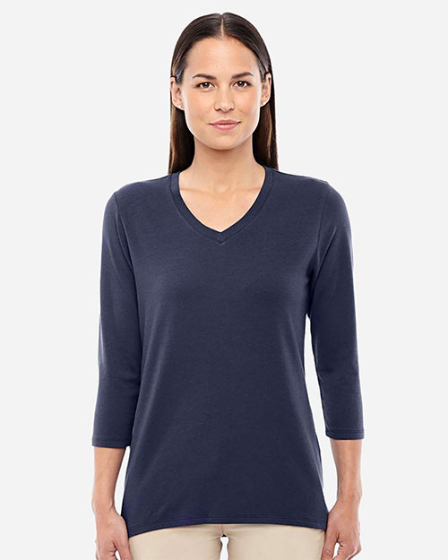 Devon & Jones Classic DP184W Women Perfect Fit Bracelet Length V-Neck Top at GotApparel