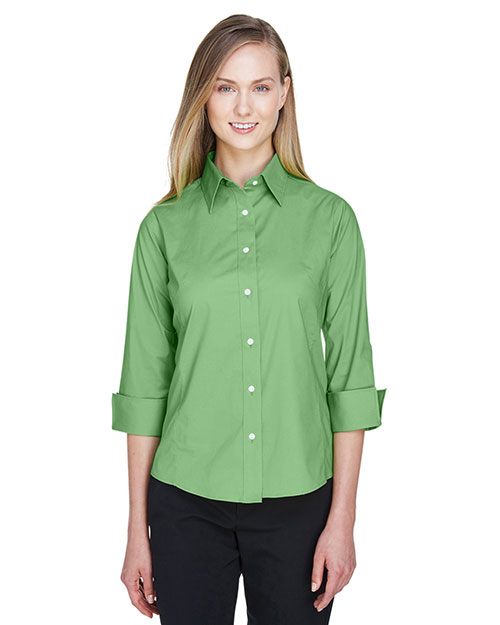 Devon & Jones Pink DP625W Women Three-Quarter Sleeve Stretch Poplin Blouse at GotApparel