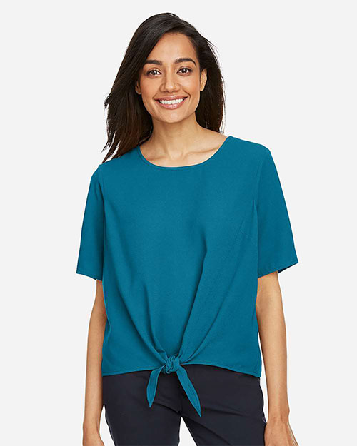 Devon & Jones DP617W Women Ladies' Perfect Fit™ Tie-Front Blouse at GotApparel