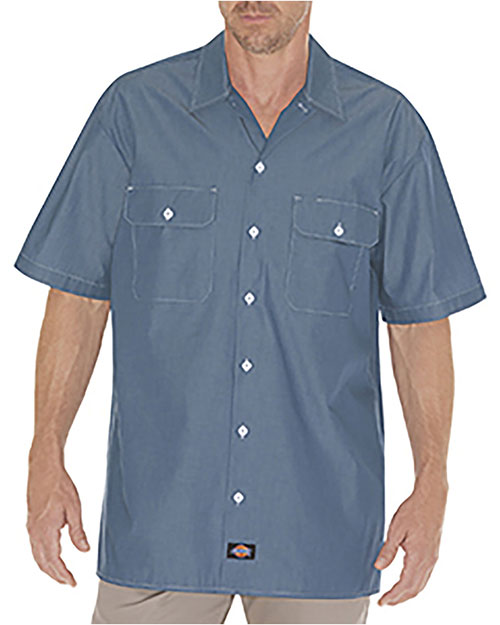 Dickies WS509 Unisex Relaxed Fit Short-Sleeve Chambray Shirt at GotApparel