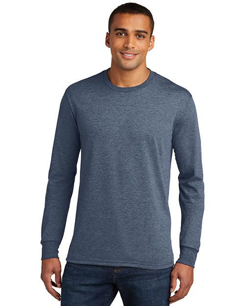 District Made DM132 Men Perfect Tri Long Sleeve Crew Tee at GotApparel