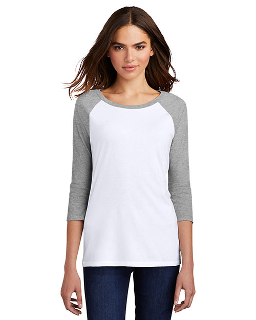 District Made DM136L Women Perfect Tri 3/4-Sleeve Raglan at GotApparel