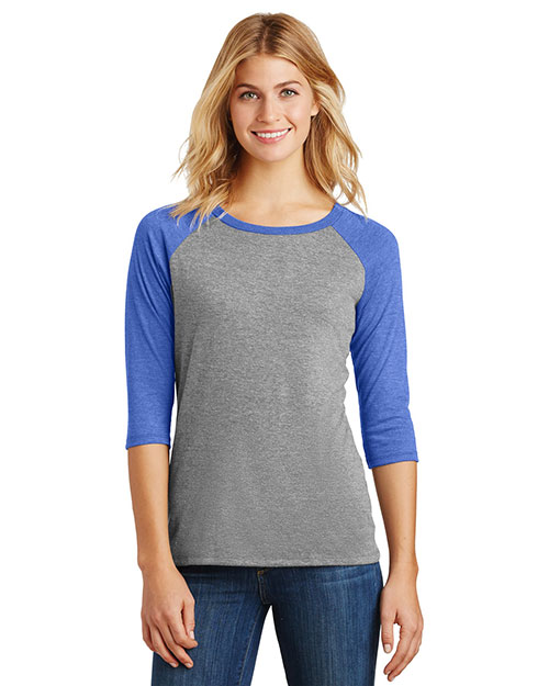 District Made DM136L Women Perfect Tri 3/4-Sleeve Raglan at GotApparel