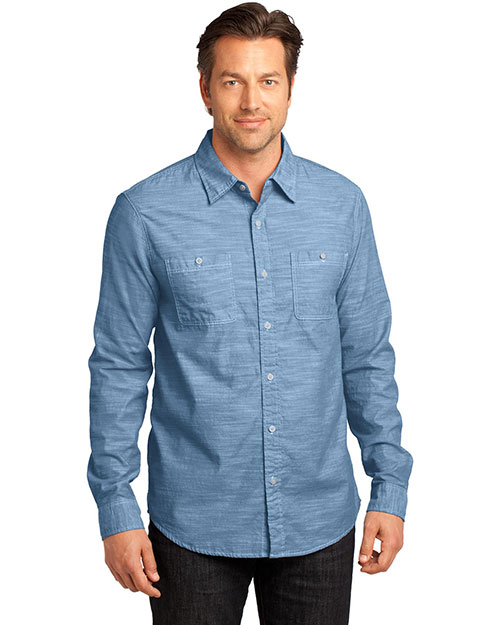 District Made DM3800 Men Long-Sleeve Washed Woven Shirt at GotApparel