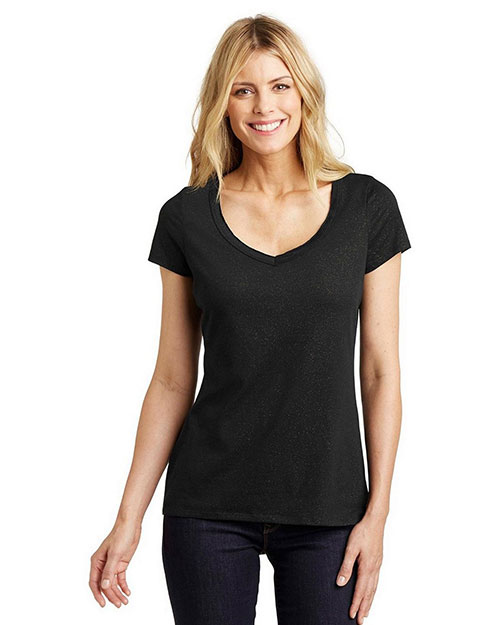 District Made DM456 Women Shimmer V-Neck Tee at GotApparel