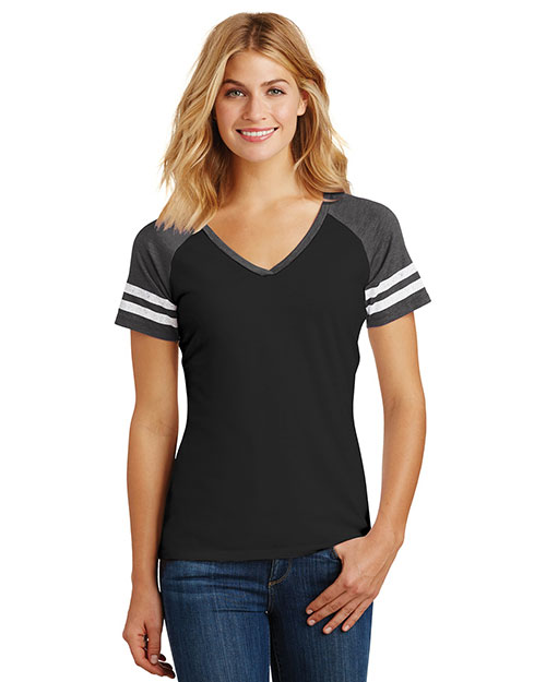 District Made DM476 Women Game V-Neck Tee at GotApparel