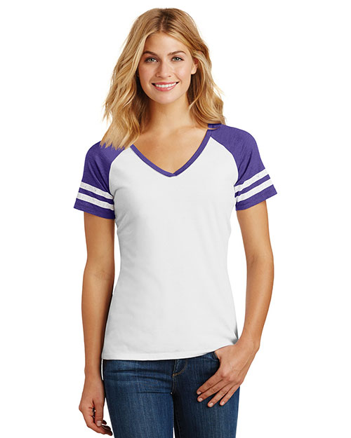 District Made DM476 Women Game V-Neck Tee at GotApparel