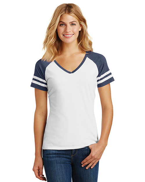 District Made DM476 Women Game V-Neck Tee at GotApparel