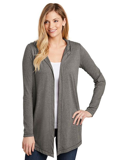 District DT156 Women 4.5 oz Tri Hooded Cardigan at GotApparel