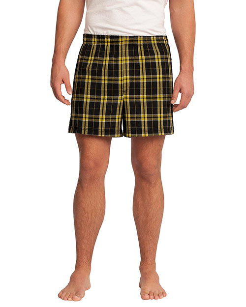 District DT1801 Men Flannel Plaid Boxer at GotApparel
