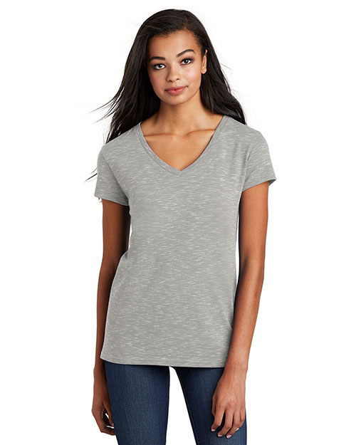 District DT664 Women 4.9 oz Medal V-Neck Tee at GotApparel