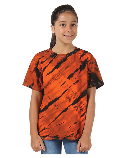 Dyenomite 200TS Girls Tiger Stripe Tie-Dyed T-Shirt at GotApparel
