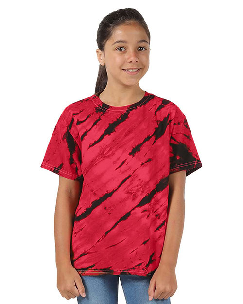 Dyenomite 200TS Girls Tiger Stripe Tie-Dyed T-Shirt at GotApparel