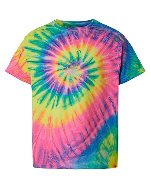 Dyenomite 20BMS Girls Multi-Color Spiral T-Shirt at GotApparel