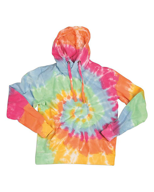 Dyenomite 854MS Men Multi-Color Spiral Hooded Tie-Dyed Sweatshirt at GotApparel