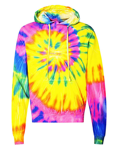Dyenomite 854MS Men Multi-Color Spiral Hooded Tie-Dyed Sweatshirt at GotApparel