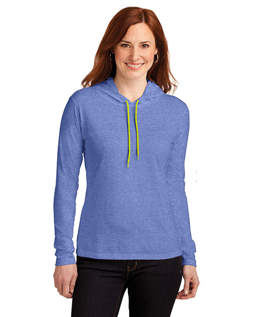 Gildan® 887L Ladies 100% Combed Ring Spun Cotton Long Sleeve Hooded T-Shirt at GotApparel