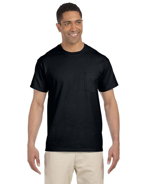 T-shirt in Pure Cotton with Chest Pocket Black